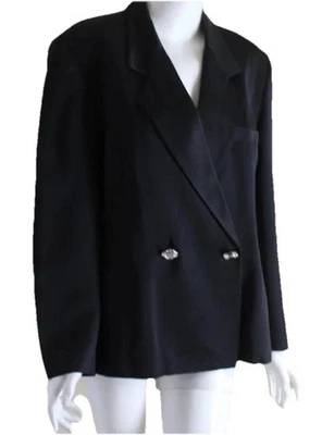 Linda Allard Ellen Tracy Talla 8 NEGRO ESMOQUIN Arte Increíble Chaqueta Tejida Blazer M Foto 1 de 4