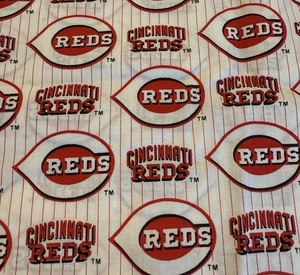 Fabric Traditions Vintage 2000 Cincinnati Reds Baseball Fabric 3 Pcs Stripe 2 Yd - Picture 1 of 3