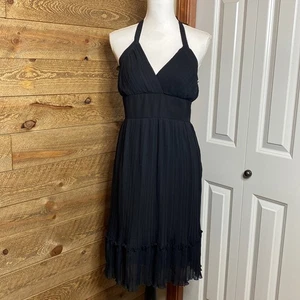 Jonathan Martin Pleated Dress Black Halter Neck Sleeveless Size 8 - Picture 1 of 7