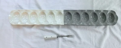 Mud Pie Easter "Happy Always" Skinny Egg Tray 2.75" x 22" Fork 6" 40700468 - Image 1 of 4