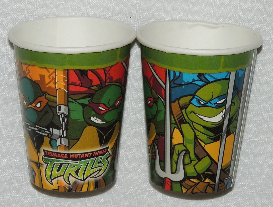 NEW TMN NINJA TURTLES 8-    9 OZ.  PAPER CUPS  PARTY SUPPLIES - Image 1 of 1