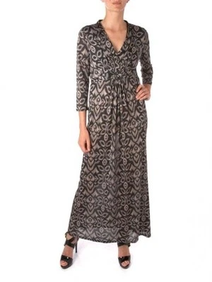 Linea House of Fraser RRP £80 Black & Brown Ikat Print Stretch Jersey Maxi Dress - Image 1 of 4