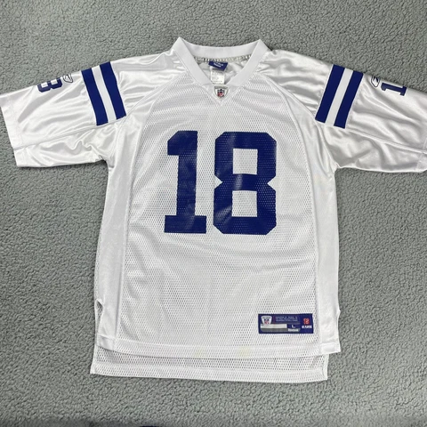 Indianapolis Colts Jersey Youth Large 14-16 Peyton Manning 18 White Reebok NFL Cover