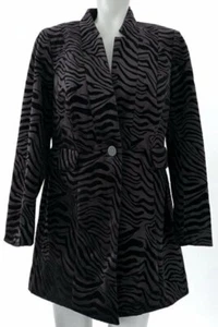 CHAQUETA DE TERCIOPELO CHICO'S NEGRA ESTAMPADO CEBRA TALLA 0 4/6 4 6 NUEVA - Imagen 1 de 5