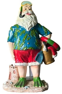 Vtg Santa Claus Coastal Beach Statue Scuba Diver Mask Snorkle Fins Resin 11.5” - Picture 1 of 5