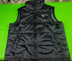 U.S. Polo Association assn. black puffer jacket vest size L with multicolor logo - Picture 1 of 4