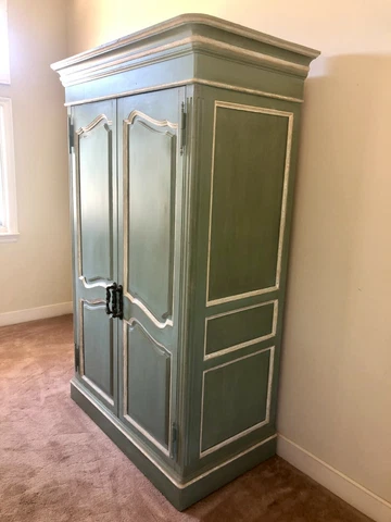 Antique French Country Entertainment Cabinet w/Drawers & Shelves Cover