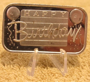 1992 Happy Birthday 1 Troy Oz. .999 Silver Bar - Picture 1 of 2