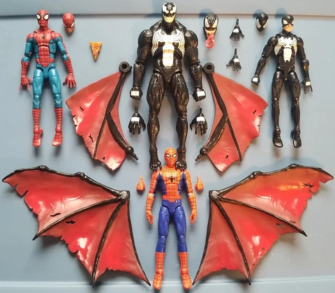 Marvel Legends Spider Man Lot Japanese Retro Pizza Black Symbiote Custom Venom Cover