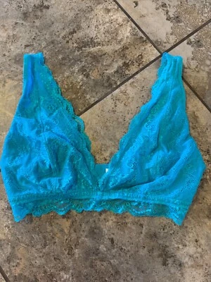 AMBRIELLE Wireless LACE Plunge Bralette ~ SCUBA Blue XL - Image 1 of 4