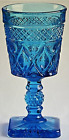 2 Vintage Blue Imperial Glass Cape Cod Wine Claret Square Footed Glassware