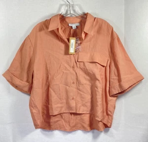 Favlux Womens Size Small Peach Salmon Shirt Top Blouse Button Up Boho Relaxed - Picture 1 of 10