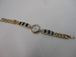 Collezio Womans Watch MOP Face New Battery Goldtone Clasp Band with Stones - Picture 1 of 2