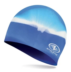 ATHLETIC WORKS Junior / Youth Swim Cap 100% Silicone Latex Free - Ice Blue - Picture 1 of 7