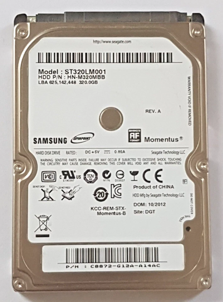 320 GB SATA Samsung Spinpoint ST320LM001 5400rpm 8MB HDD 2.5 " Hard Drive - Image 1 of 1