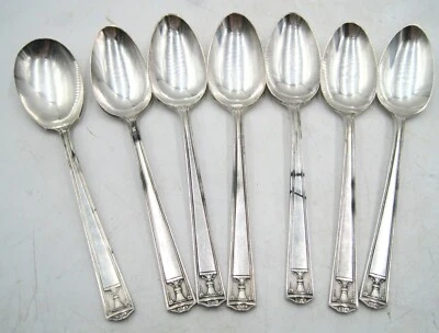 Lot of 7 -Teaspoons Antique Holmes & Edwards Inlaid Super Plate Century Flatware - Image 1 of 2