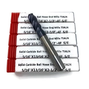 10pcs 5/16" Solid Carbide Ball End Mills Tialn Coated,center-cutting #1006-BTN - Picture 1 of 3