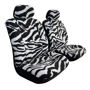 Black/White Zebra Animal Print Front Seat Covers Set 2PCS For Subaru Models  - Picture 1 of 6