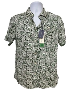 $59 Report Collection Men’s Tropical Print Short Sleeve Button Down-Green-Small - Picture 1 of 7