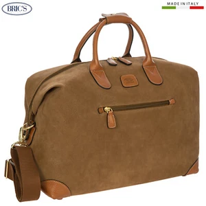 BRIC'S LIFE CARGO Duffle travel Carry-On bag resistant fabric leather ocher M - Picture 1 of 13