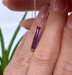 Ruby natural gemstone Necklace, Sterling silver 925, gold plated, 18 Inches - Picture 1 of 3