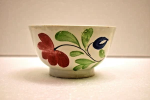 Antique English Spongeware Hand-Painted Floral Bowls Circa 1900 Collectible "2 - Picture 1 of 9