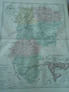 Carte département de l'Aisne en couleur 19ème - Picture 1 of 1