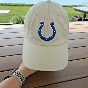 Cappello berretto Indianapolis Colts blu bianco ferro di cavallo su cotone avorio fibbia cinturino NFL - Foto 1 di 10
