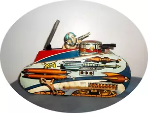 K494a ~ 1950 Marx ~ carro armato spaziale Planet Patrol / pistolero pop up - avvolgi ~ VEDI VIDEO - Foto 1 di 8
