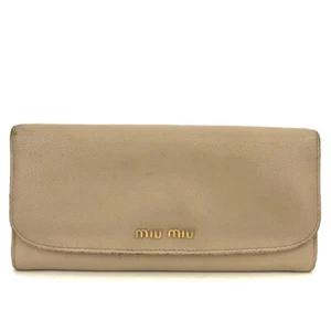 Cartera Larga Doble Plegable Cuero Madras Logo MIU MIU Beige/7BF0449 - Imagen 1 de 8