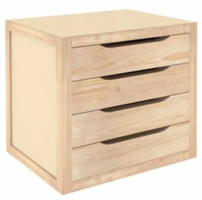 Cassettiera in legno Astigarra Massello Natural Verniciabile 4 Cassetti 39X30X37 - Immagine 1 di 4