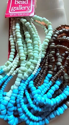 Bead Landing Seed Bead Hank 87” Aqua Turquesa Verde Oliva Foto 1 de 3