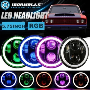 For 58-74 Dodge Coronet 4Pcs 5.75" LED Headlights Hi/Lo RGB Angel Eyes bluetooth - Picture 1 of 12