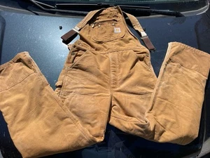 VINTAGE Carhartt 34x34 Brown Bib Overall Biberall  Cotton RN 14806 R01 - Picture 1 of 9