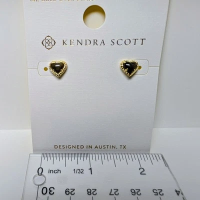 Kendra Scott Anna Gold Stud Earrings Golden Obsidian - Image 1 of 3