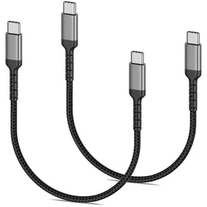 Câble de Charge USB C 1,5 Pied, Pack de 2 Tressés C vers C 1,5 Pieds, Noir - Photo 1/6