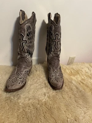 Corral Boots Ladies Sz9,Grey Sequined Cowgirl Pre-owned - Image 1 of 4