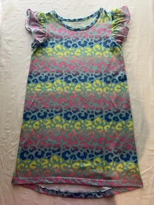 Cuddl Duds Colorful Leopard Print Short Sleeve Nightgown Girls Size Medium 7/8 - Picture 1 of 7