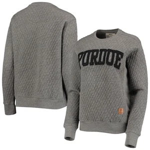 Women's Pressbox Heather Charcoal Purdue Boilermakers Moose Quilted Pullover - Picture 1 of 4
