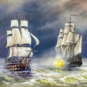 Rompecabezas QPuzzles 256 piezas - Barcos de batalla en el mar - Imagen 1 de 1