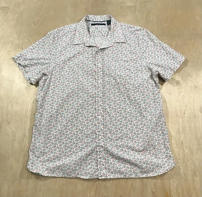 Perry Ellis Button Front Short Sleeve Shirt Fish Print Size XL - Image 1 of 4