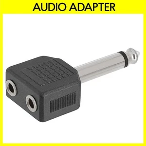 6.35mm Plug to 2 x 3.5mm Jack Splitter Mono Audio Adapter Connector Converter - Picture 1 of 3