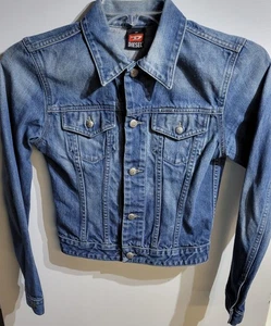 Chaqueta de jean recortada Diesel talla M para mujer azul 100 % algodón con cuello abotonado - Imagen 1 de 2