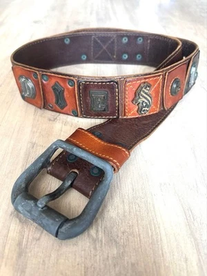 Cinturón de cuero italiano Diesel para hombre talla 90 cm con logotipo de metal diseño único vintage Foto 1 de 4