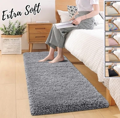 Anti Slip Shaggy Fluffy Rugs Soft Faux Fur Rugs Mat Bedroom Living Room Carpet - Image 1 of 4