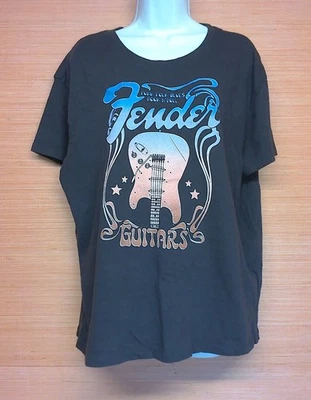 Fender Guitars Punk Folk Blues Rock n' Roll Black T-Shirt Women's Size 2X - Image 1 of 3