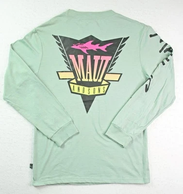 Maui & Sons Mens S Premium T-Shirt Long Sleeve Crew Neck Tee Graphics Sage NEW - Image 1 of 4