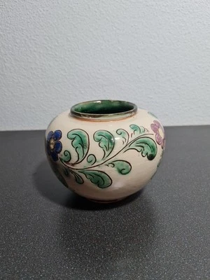 Vase Blumenmotiv getöpfert - Bild 1 von 4