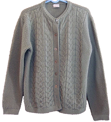 Haband Womens Grey Button Front Cardigan Knit Size 12 Large Sweater Long Sleeve - Image 1 of 4