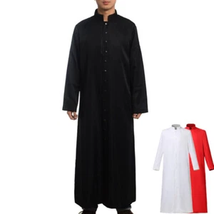 Men's Clergy Cassock Robe Vestments Liturgical Roman Single Breasted Cassock - Picture 1 of 17